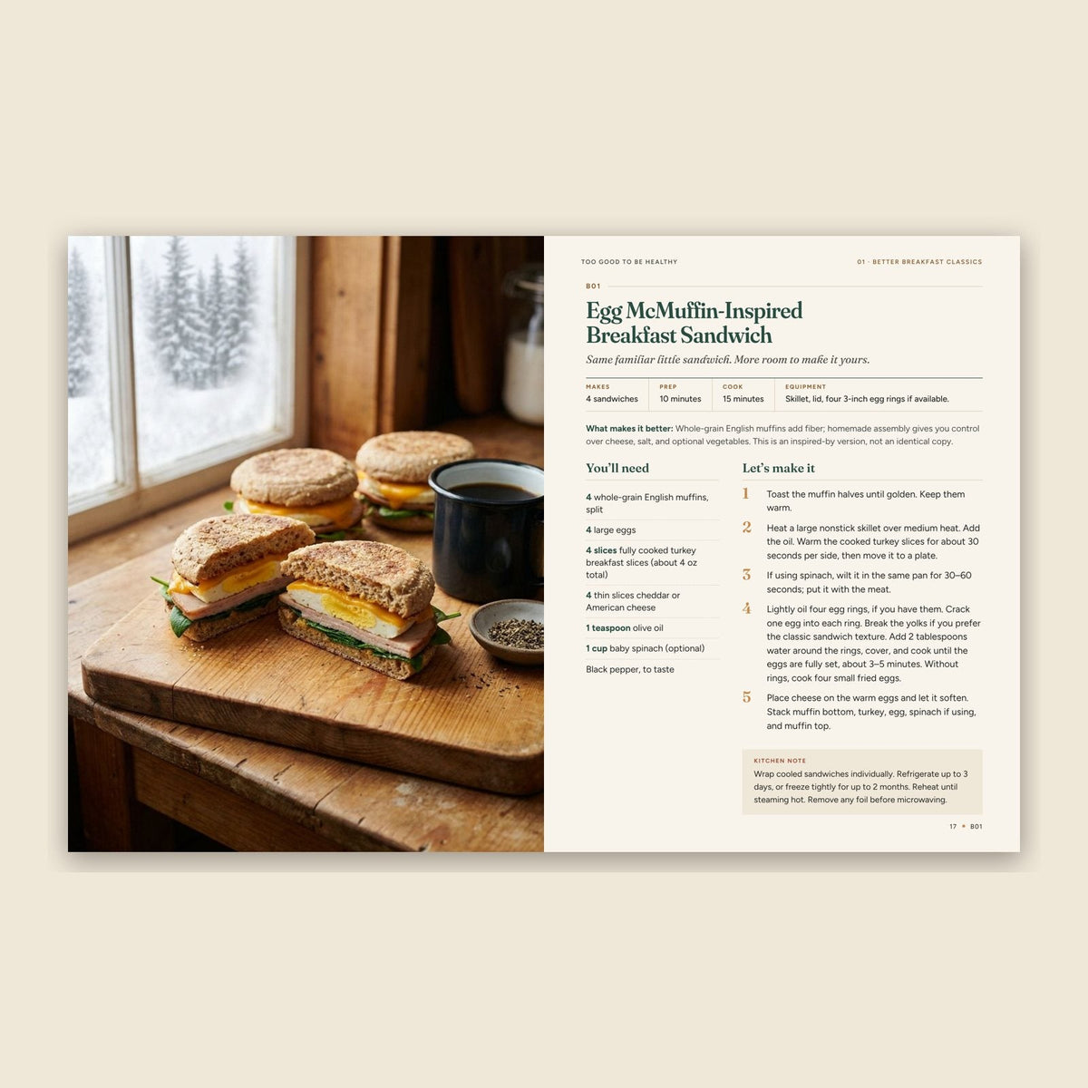 Inside spread: Egg McMuffin-inspired breakfast sandwich recipe